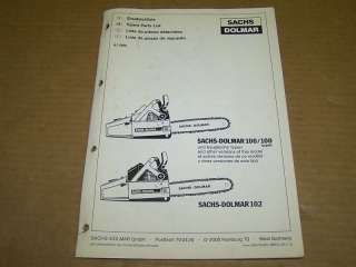 b320) Sachs Dolmar Chain Saw Parts List 100 102  