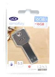 LACIE USB FLASH DRIVE IAMAKEY 16GB KEY SHAPED PC MAC READYBOOST ONLINE 