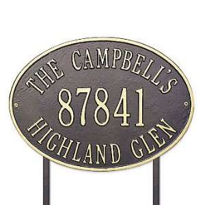   Estate Lawn Address Plaque   Black with White Type   Frontgate Home