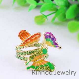 Gold plating Colorful butterfly alloy ring 1pcs Free~~  