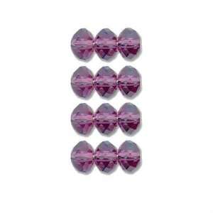  12 Amethyst Rondelle Swarovski Crystal Beads 5040 6mm