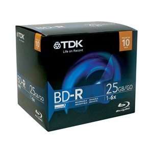 TDK 6x BD R Media   25GB   120mm Standard   10 Pack Jewel 
