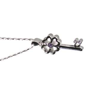  Silver Flower Key Pendant Jewelry