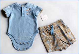 NWT Boys Summer Top Shorts 2pcs set NEW Carters Chaps Outfit Blue 