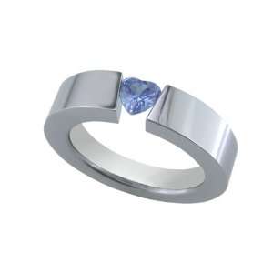  Coeur Bleu Titanium Ring with Tension Set Heart Shaped 