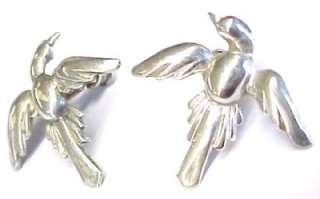 Bird Design ~ Vintage Sterling Silver Screw Back Earrings 1  