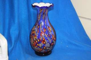 Large 11 inch Murano Millefiori Case Art Glass Vase  