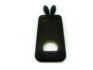 New Cute Black Korean 3D Rabbit Rubber Case for Iphone 4 4G  