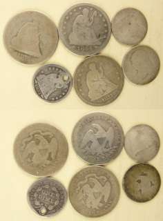 Obsolete Silver CoinsBust + Seated 6 Pcs.  