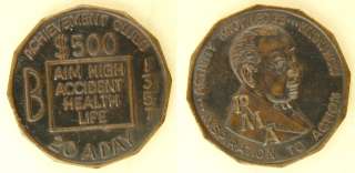 Token $500, Consolidated Ins. C0., PMA c, 1960s  
