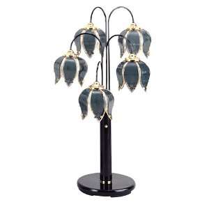  Black Plated Table Lamp w/ Glass Shades and 3 Way Switch 