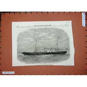  1866 Viceroy Egypt State Yacht Mahrusseh Ship War Print 