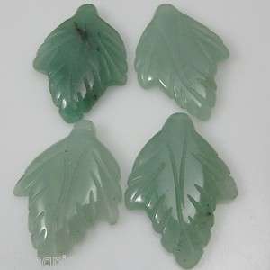  Green Aventurine carved Leaf beads 23x35mm 4.5mm thick #1152  