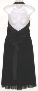 MAGGY LONDON Black Lace Ruched Halter Dress Sz 12   NEW/NWT  