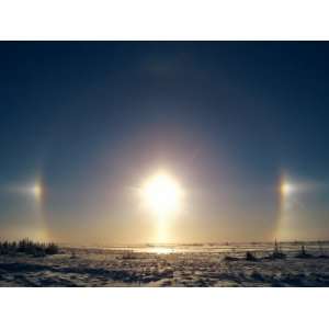 Sundogs Shine Down over the Landscape of Ice and Snow in Churchill 