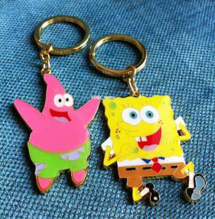 TWO New Spongebob Patrick Star KEYCHAIN Keyring Metal Key Chain Charm 