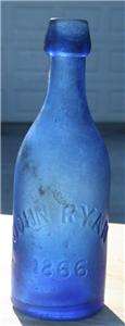 Cobalt Blue 1866 John Ryan Savannah GA Soda Bottle GREAT CONDITION 