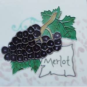 Merlot Grapes Decorative Ceramic Wall Art Tile 8x8