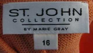 St. John Santana Knit Coral Orange Skirt Suit 16 GORGEOUS  