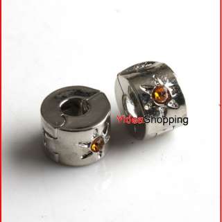  silver Tone Stopper Lock clip Beads Fit European Charms To Pick  