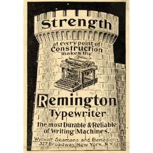 1899 Ad Wyckoff Seamans & Benedict Typewriter Castle   Original Print 