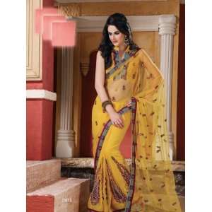  Designer Net & Chiffon Party Wear Saree With Embroidery 