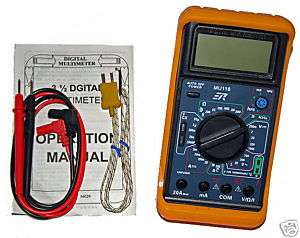 Large LCD Digital DMM Multimeter with Celsius Temperature, Continuity 