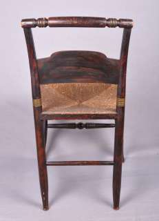 c1840 Antique Hitchcock Rush Seat Stencil Side Chairs  