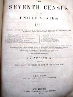 1850 United States Census Book orig 1853 Edition  