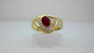 18K GOLD RUBY & EXTRA CLEAN DIAMONDS LADIES RING  