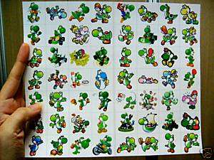 56 DIFFERENT SQUARE SUPER MARIO STICKERS ALL YOSHI ONLY  