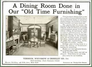 1908 VERBECK, WHYBROW & CROSSLEY OLD TIME FURNITURE AD  