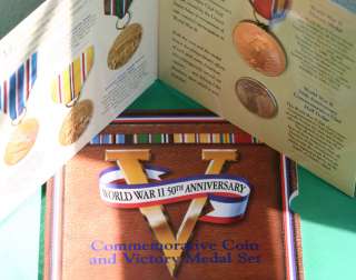 WWII 50th Anniversary Coin & Victory Medal Set 1993 US Mint Half 