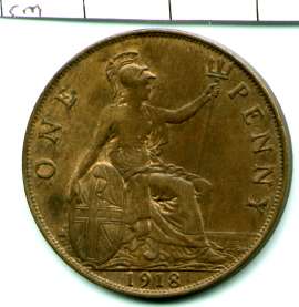 1918 Great Britain 1 LARGE Penny       XF 3710  