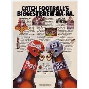   Budweiser Beer Football Brew Ha Ha Print Ad (8434)