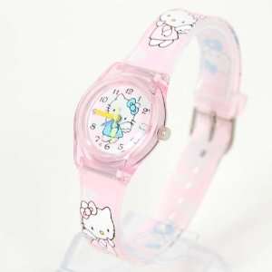  Hello Kitty Round Wristwatch Wrist Watch Band Pink Toys 