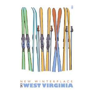 New Winterplace, West Virginia, Skis in the Snow Giclee Poster Print 