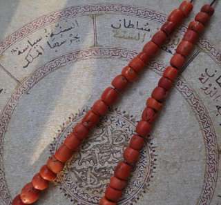 Antique Yemeni genuine red coral beads Necklace Strand  