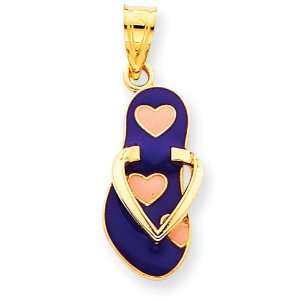 14k Enameled Sandal w/Hearts Pendant Jewelry