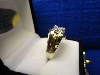 VINTAGE MENS 10K YELLOW GOLD GENUINE DIAMOND (1/15 CT TW) RING, SIZE 
