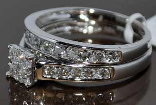 DIAMOND BRIDAL SET 2 PC ENGAGEMENT RING + WEDDING BAND 1CT SQUARE TOP 