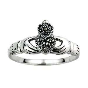  Sterling Silver Marcasite Claddagh Ring Jewelry