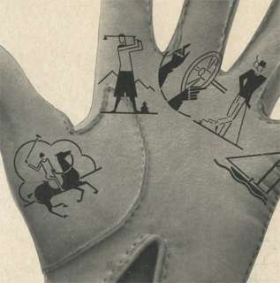   BACKED Vintage HERMES Leather Gloves ad, 1930, Polo Golf Yachts  
