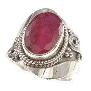   925 Sterling Silver Created RUBY Ring, Size 8, 8.99g Jewelry