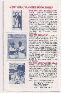 1983 New York Yankees Baseball Pocket Schedule Billy Martin  