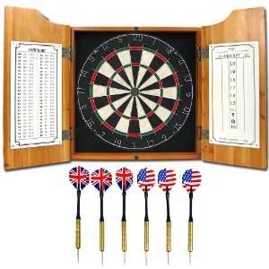  Trademark Solid Wood Dart Cabinet with Dartboard and Darts 