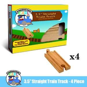  Set of (4) Conductor Carl 3.5 Inch Wooden Train Tracks 