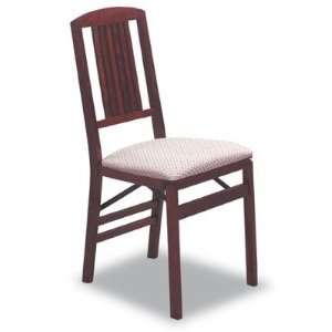 Simple Mission Wood Folding Chair with Upholstered Seat in Cherry (Set 