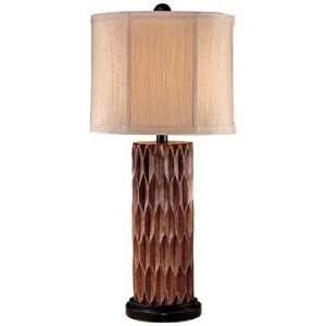   Collection Distressed Faux Wood Column Table Lamp