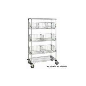 Chrome Wire Shelving Cart with Wire Bins  Industrial 